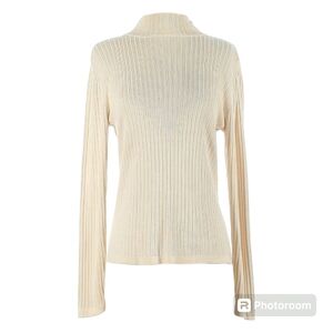 Norm Thompson 100% Silk Turtleneck Sweater Ivory/Cream S